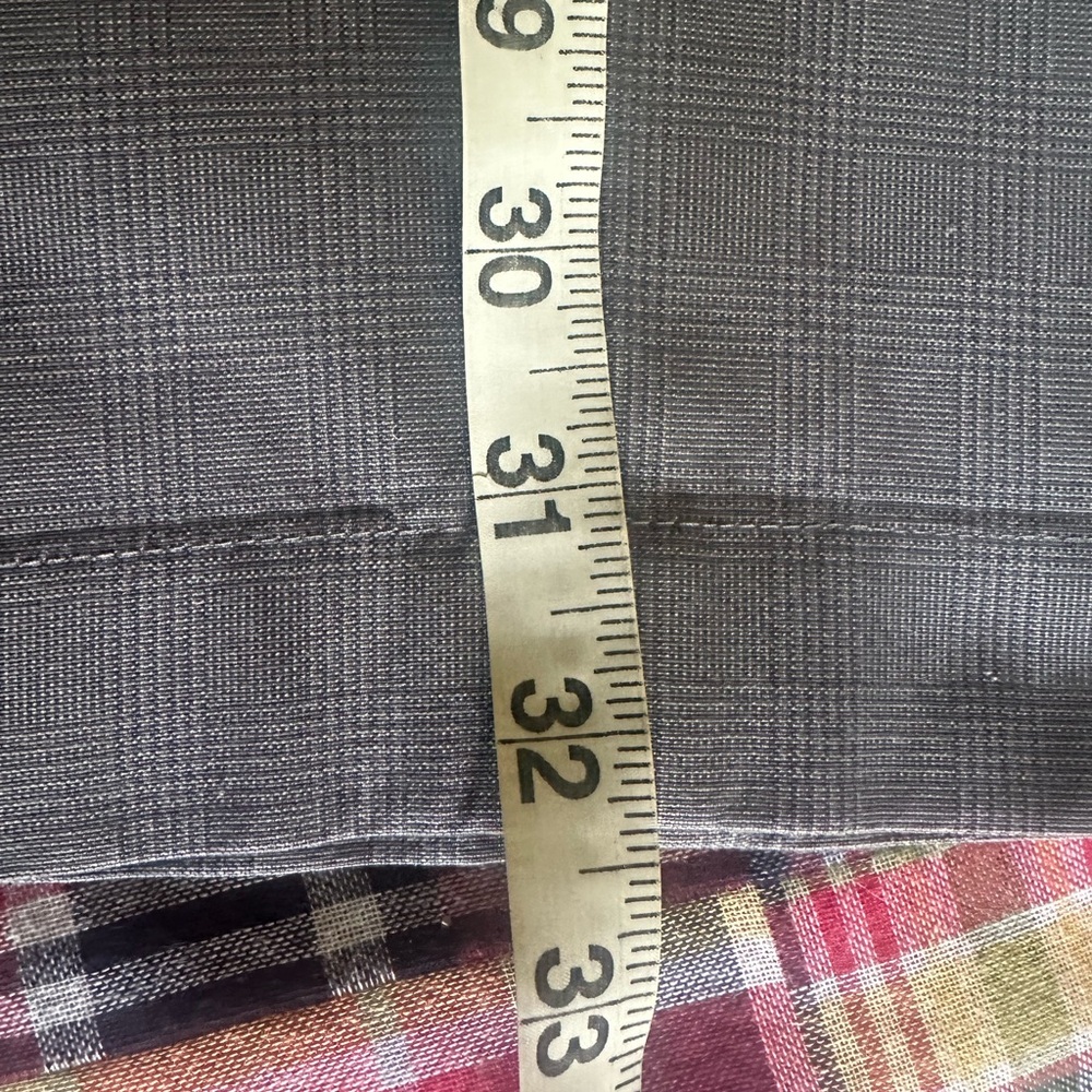 BROOKS BROTHERS 🐑 Men’s Subtle Gray Glen Plaid Flat Front Cotton Chinos - 34/32 - Picture 8 of 9